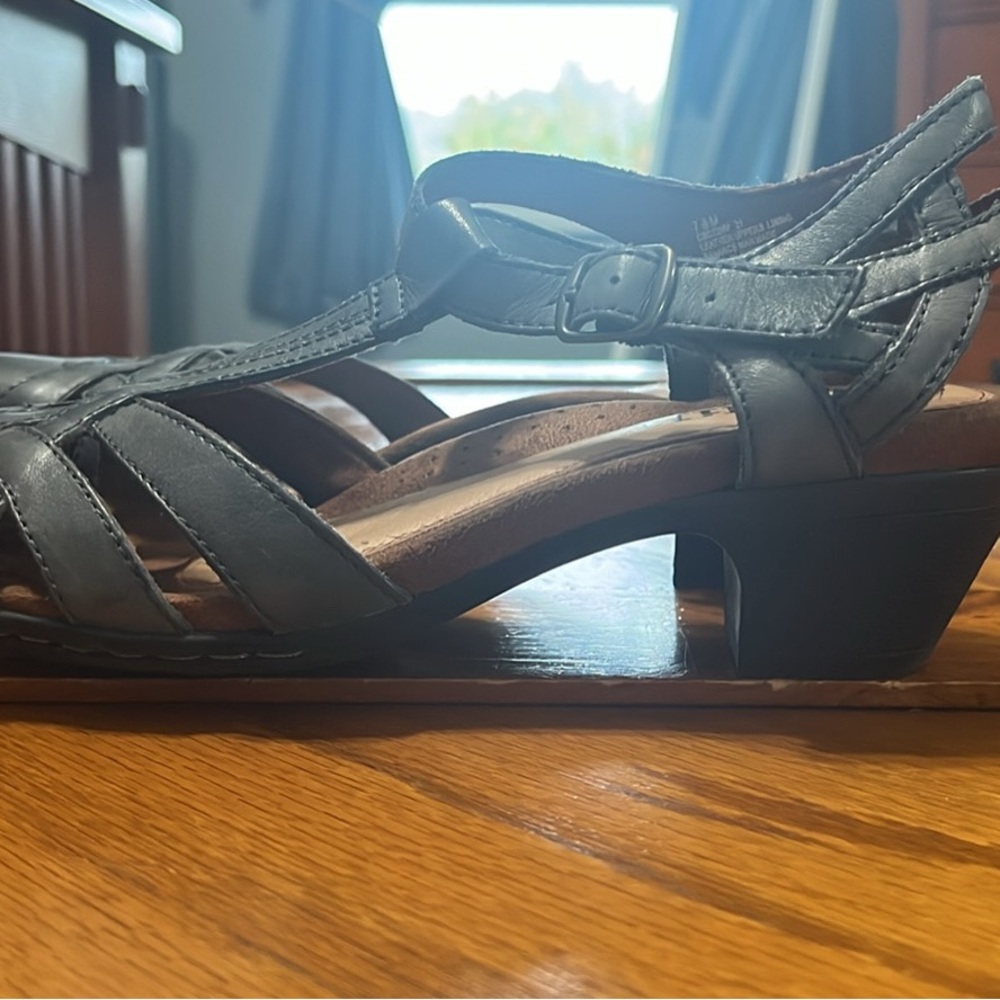 Chic slate Blue Leather Women's Sandals - Picture 2 of 6
